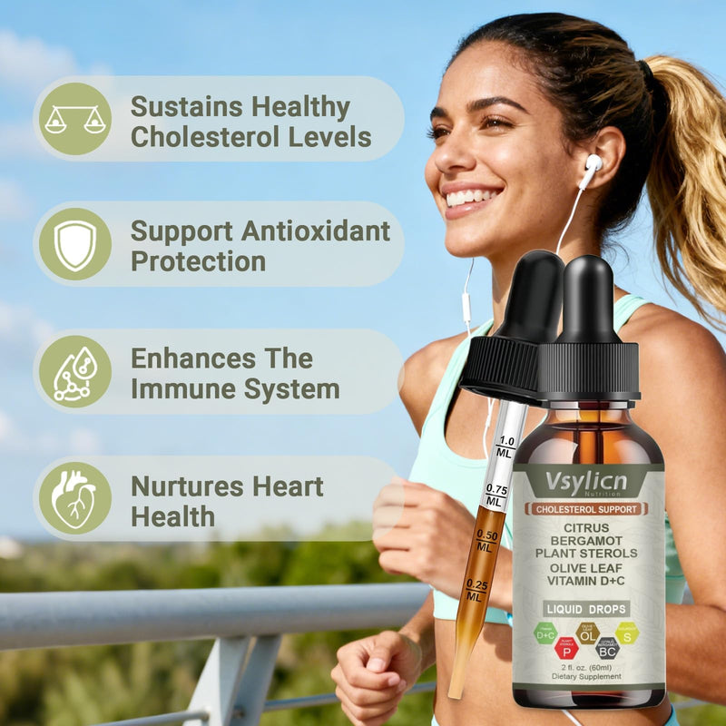 Citrus Bergamot Liquid Drops 60ml Vegan - Lower Cholesterol Levels - Cholesterol Complex Supplement 3000mg Equivalent Formula with Black Pepper & Olive Leaf - High Absorption Heart Health Supplement