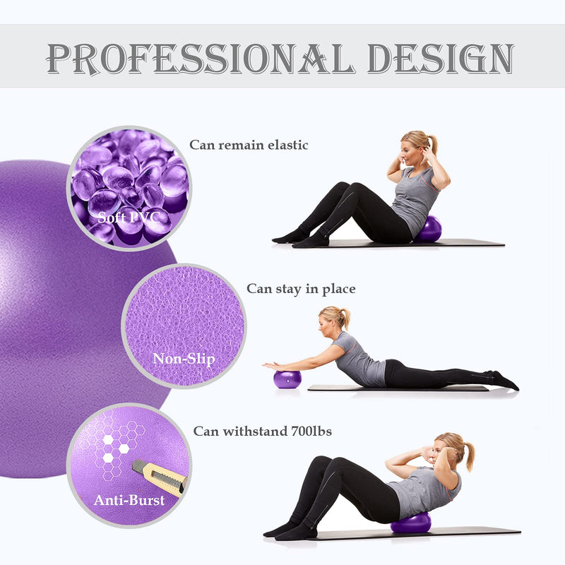 [Australia] - Small Pilates Ball, Therapy Ball, Mini Workout Ball, Core Ball, 9 Inch Small Exercise Ball, Mini Bender Ball, Pilates, Yoga, Workout, Bender, Core Training and Physical Therapy, Improves Balance 1Purple Ball 