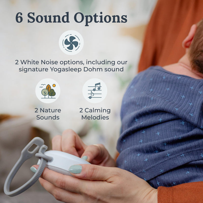 [Australia] - Yogasleep Hushh 2 Portable Sound Machine (Grey) for Baby and Kids, Backlit Buttons & Night Light, Durable, 6 Soothing Natural Sounds, Easy to Use Timer, Volume Control & Toddler Lock, Noise Canceling White 