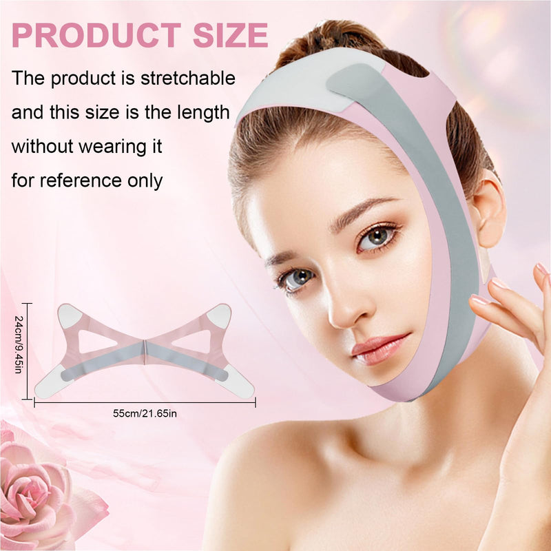 [Australia] - Chin Strap for Sleeping,Anti Snoring Chin Strap for CPAP Users,V-Line Lifting Mask,Adjustable and Breathable Chin Strap-Keep Mouth Closed for Effectively Reduce Snoring (Pink-White) Pink-white 