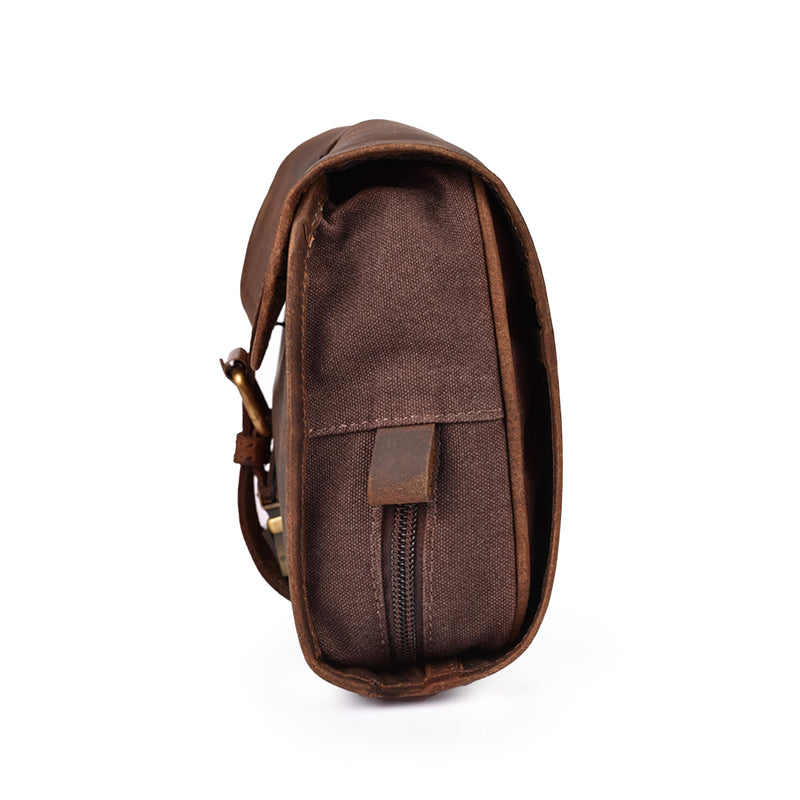 LEATHER VILLAGE Hanging Leather Toiletry Bag for Men, Dopp Kit, Brown | Genuine Buff Leather, 11X7 In Folded & 20X11 In Open, Ykk Zippers, Brass Hook,Water Resistant Canvas Lining, For Men & Women