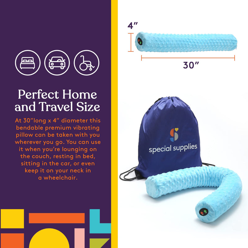 [Australia] - Special Supplies Sensory Vibrating Neck Pillow for Kids and Adults Plush Velvet Soft Cover with Textured Therapy Stimulation, Mind and Body Calming Relaxation - Blue 