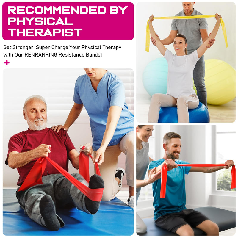 [Australia] - Resistance Bands for Working Out, Exercise Bands for Physical Therapy, Stretch, Recovery, Pilates, Rehab, Strength Training and Yoga Starter Set 4.9FT 1-Yellow,Red,Blue 