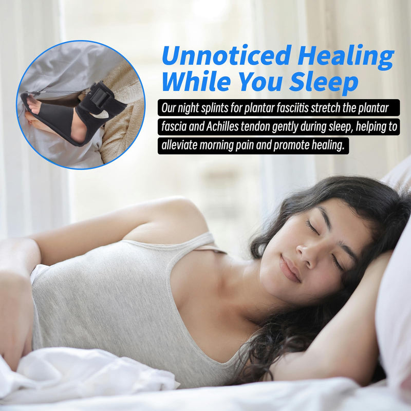 Plantar Fasciitis Night Splint - Adjustable Plantar Fasciitis Relief Brace with Arch Cushion for Women(Size 6.5-10.5) & Men(Size 5-9), Planters Facetious Relief for Foot Drop, Achilles Tendonitis and Heel Spur Pain Relief