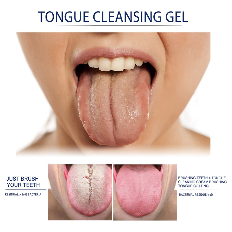 [Australia] - Tongue Cleaning Gel Set, Tongue Cleaner Gel with Tongue Brush, Easy to Use for Adults Kids, Tongue Scraper Scrubber for Adults with Cleaning Gel 