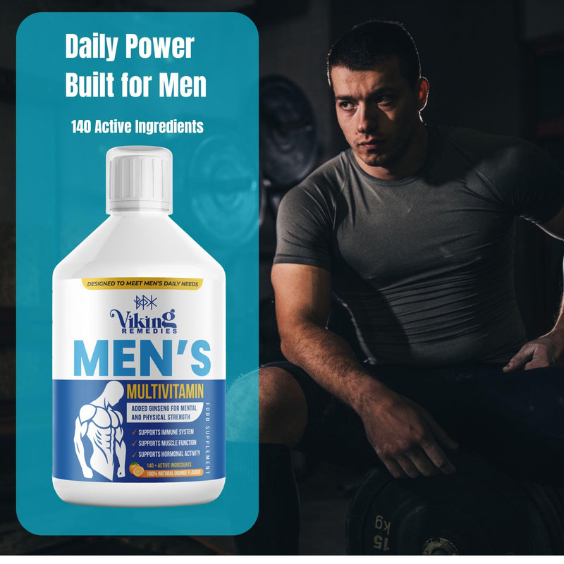 Men’s Multivitamin Liquid – 500ml – Orange Flavour – 140+ Nutrients Including Vitamins, Minerals & Amino Acids – Made in Sweden