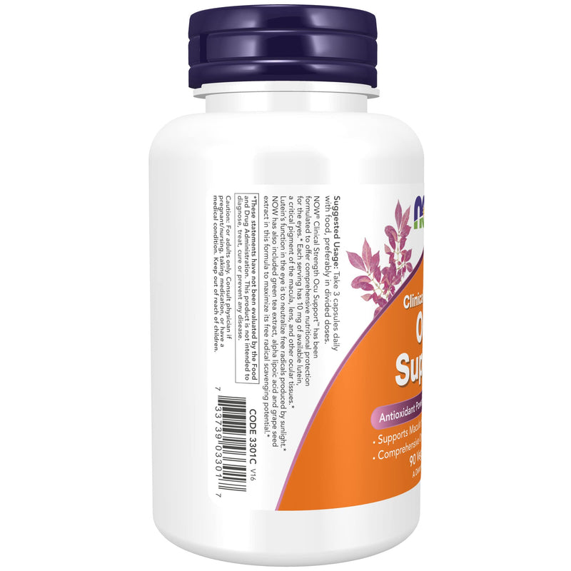 NOW Supplements, Ocu Support™with FloraGLO® Lutein, Plus Vitamins A, C and E, 90 Veg Capsules (Pack of 3) 90 Veg Capsules (Pack of 3)