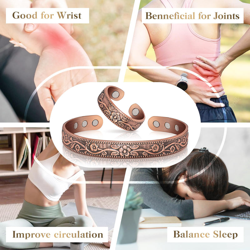 [Australia] - Lymphatic Drainage Ring & Copper Bracelet for Women, Magnetic Lymph Detox Ring and Magnetic Copper Bracelet, 100% Solid Pure Copper Jewelry Gift Copper-ring & Bracelet 