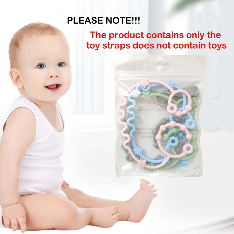 [Australia] - Toy Straps for Baby,RTMOK Silicone Setpacifier Clip,Applies to Car Seat Toy,Teether Toy,High Chair,Stroller Accessories,Baby Toy Clips,Cribs,Rocking Chair Blue+Pink+Grey+Green 