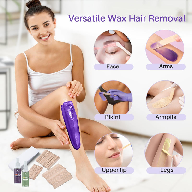 [Australia] - BLITZWAX 120pcs Wooden Waxing Sticks Kit for Hard Wax Hair Removal, Eyebrow Large and Small Applicators for Face, Body, and Lip, with 30 Wax Papers and Oils, Ideal for Women’s At-Home Waxing Orange 