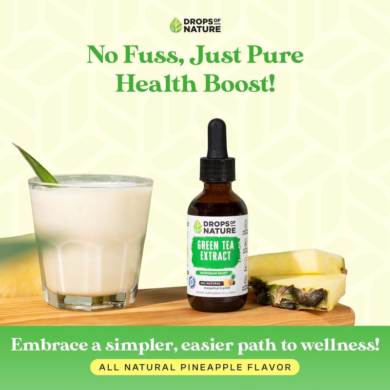 [Australia] - Green Tea Extract - 1000mg - 50% EGCG - Green Tea Liquid Drops, 4x more Powerful than Pills & Capsules - 2oz. Antioxidant & Immune Supplement - Vegan Skin & Heart Support + Brain Health & Memory Boost 