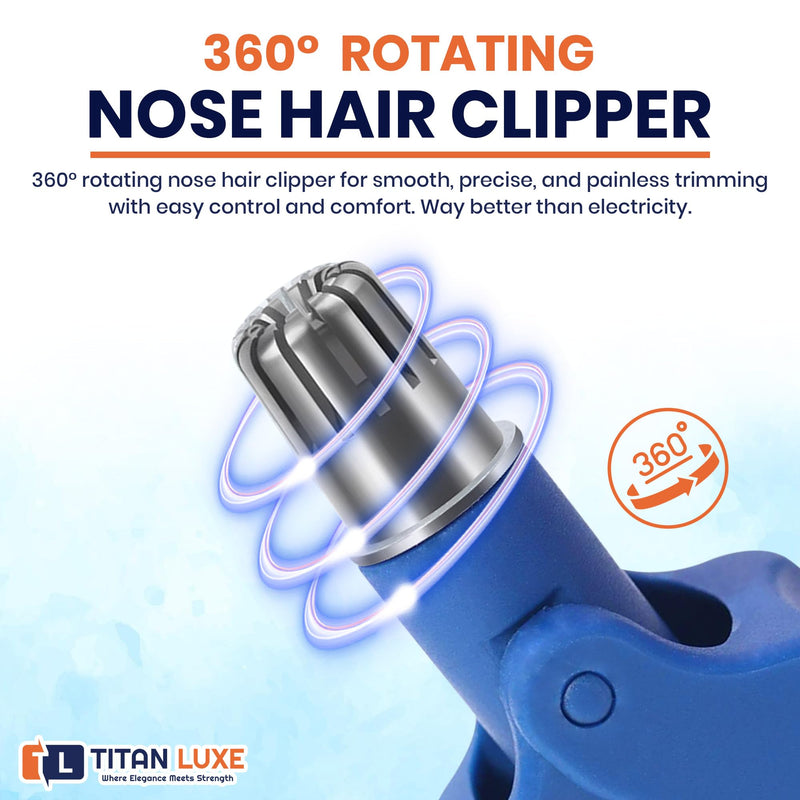 Stainless Steel Hair Trimmer for Men and Women | Manual Nose and Ear Hair Trimmer | Nose Clippers, 360° Rotating Hair Trimmers | Washable Nose Hair Remover Blue (Abs Plastic) 1