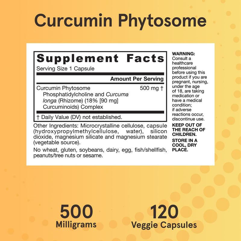 [Australia] - Jarrow Formulas Curcumin Phytosome 500 mg - 120 Veggie Capsules - Formulated with Meriva - Antioxidant Support Supplement - Joint Health & Support - 60 Servings Unflavored 120 Count (Pack of 1) 