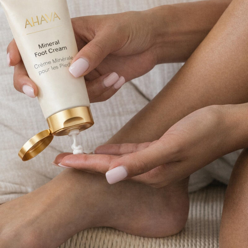 AHAVA Dead Sea Water Mineral Foot Cream - Nourishes & Hydrates Dry Soles, Prevents Cracks & Irritations, with Witch Hazel Leaf, Osmoter blend, Jojoba, Avocado, Sweet Almond & Wheat Germ Oil 3.4 Fl Oz (Pack of 1)