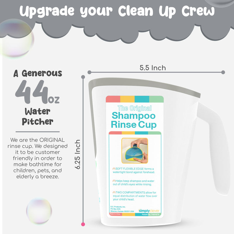 [Australia] - Shampoo Rinse Cup for Kids | Baby Bath Pail | Tear Free Baby Rinser Pail White/Gray 
