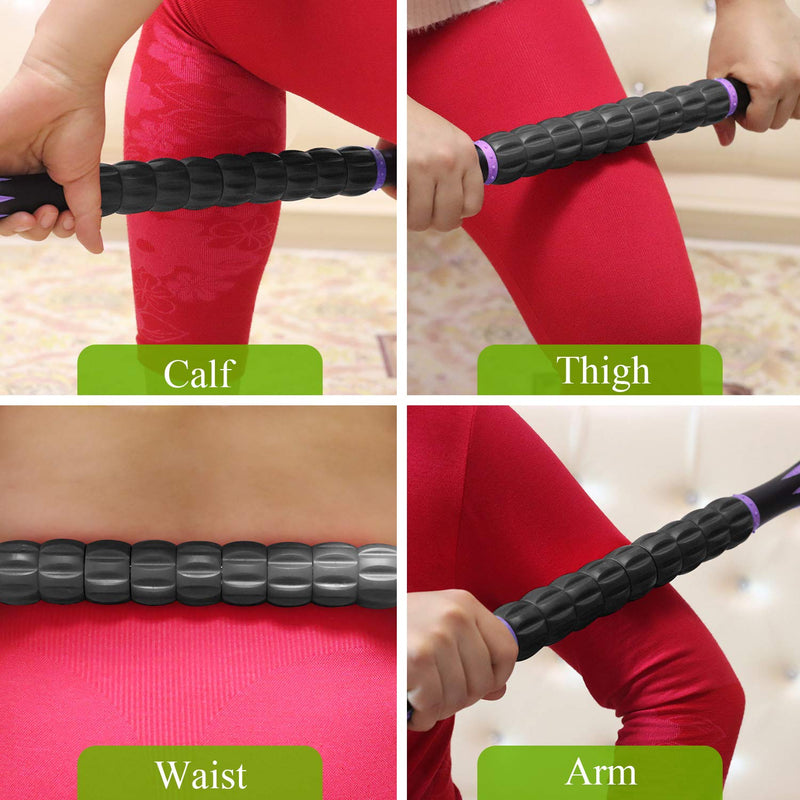 [Australia] - Muscle Roller, Massage Roller Stick for Athletes, Help Reducing Muscle Soreness Cramping Tightness Leg Arms Back Calves Muscle Massager Purple Black 