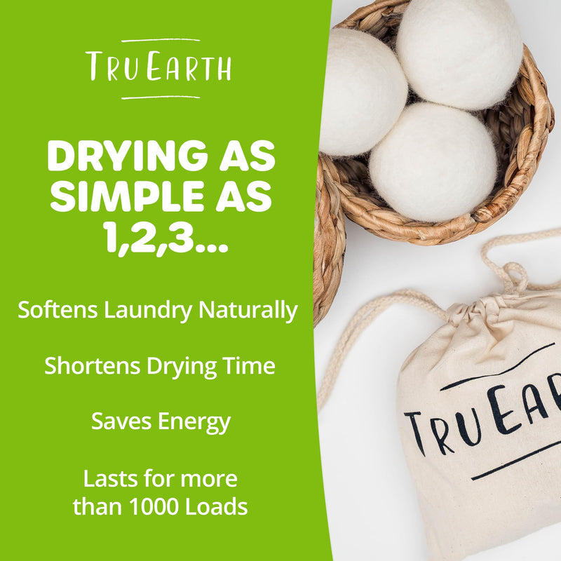 [Australia] - Tru Earth Wool Dryer Balls, Set of 4 XL 100% Wool Anti-Static Dryer Balls for Laundry, Reusable All Natural Dryer Balls 