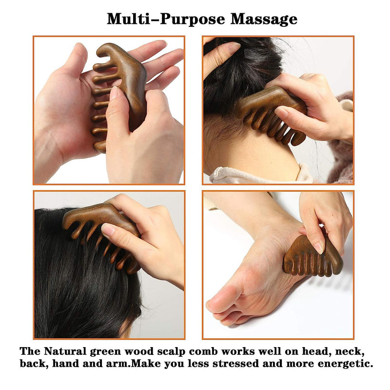 [Australia] - Wood Gua Sha Massage Tools Set,Scraping Scalp Massage Comb, Wooden Gua Sha Scraping Tools,3 Pieces. 
