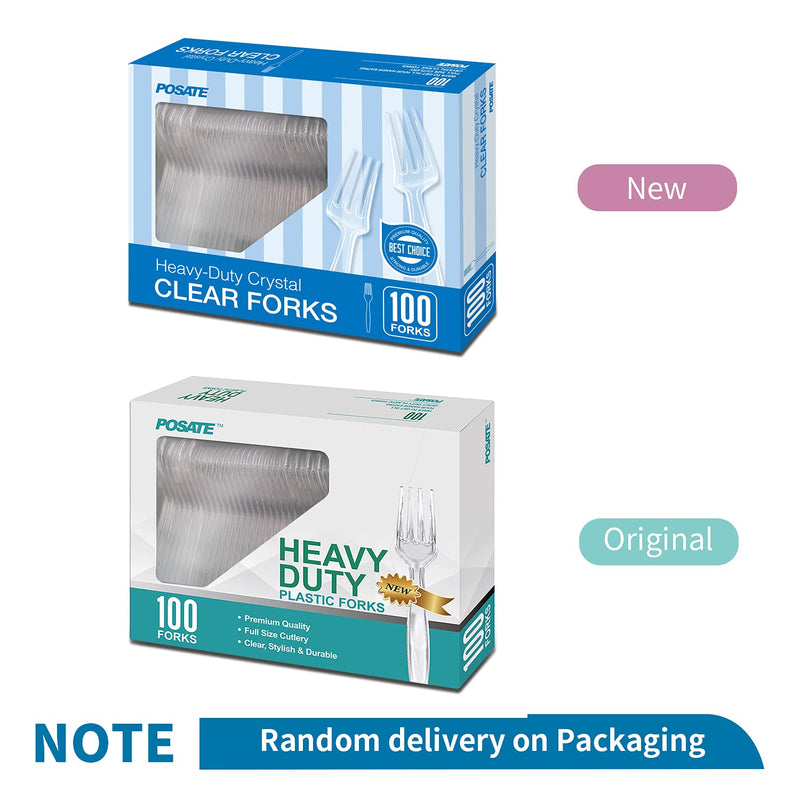 [Australia] - POSATE Heavy Weight Plastic Forks, Clear Disposable, 100 Count 