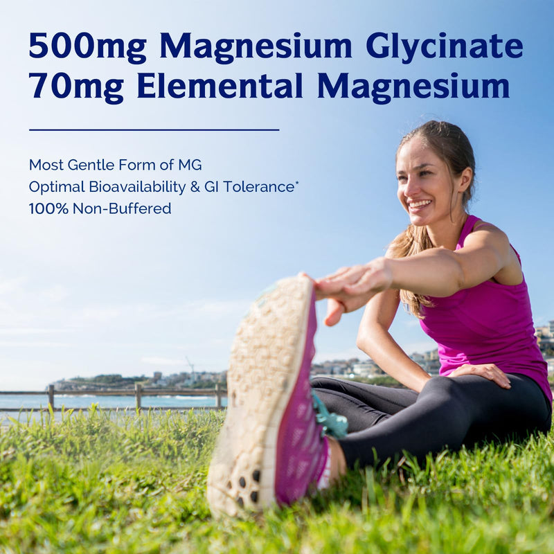 [Australia] - Innate Vitality Magnesium Glycinate 500mg | 70mg Elemental Magnesium Supplement- High Absorption, Non-GMO & No Gluten - Supports Nerve, Muscle, Bone & Heart Health - 120 Vegan Capsules Magnesio 120 Count (Pack of 1) 