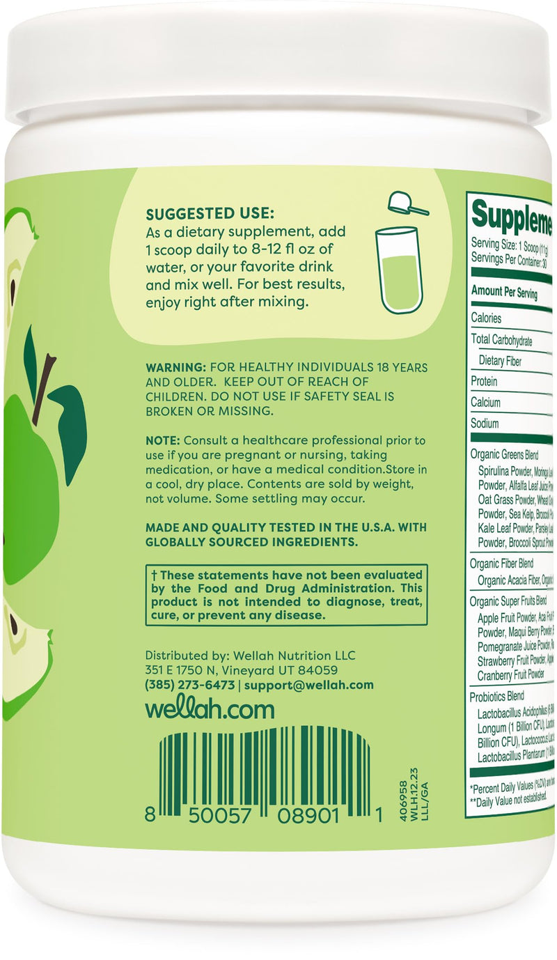 [Australia] - Leaf, Laugh, Love Super Greens Powder (Green Apple) 30 Servings - Superfood Supplement Drink Mix Green Apple 11.9 Ounce (Pack of 1) 