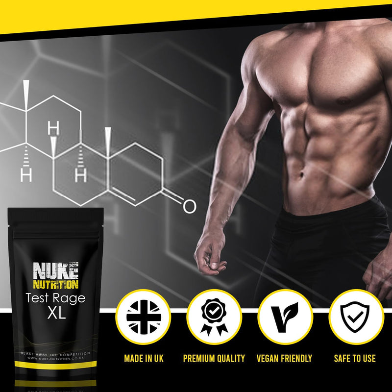 Nuke Nutrition Test Rage XL Testosterone Booster for Men | 180 Capsules | Anabolic Supplement to Enhance Male Testosterone Levels | Boost Lean Physique, Muscle Growth & Strength | Vegan & Easy Swallow 1 count (Pack of 180)