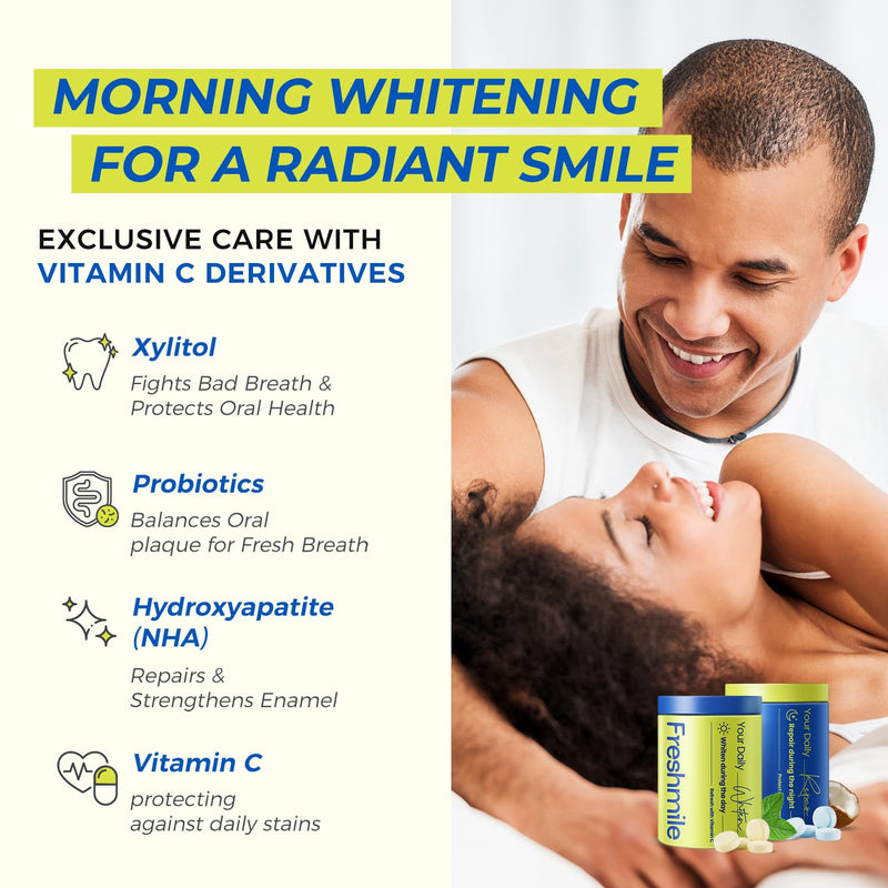 Whitening Toothpaste Tablets with Nano-Hydroxyapatite (NHA), Natural Teeth Whitening & Repair, Xylitol for Fresh Breath, Fluoride-Free, Protects Sensitive Teeth & Gums (120 Count)