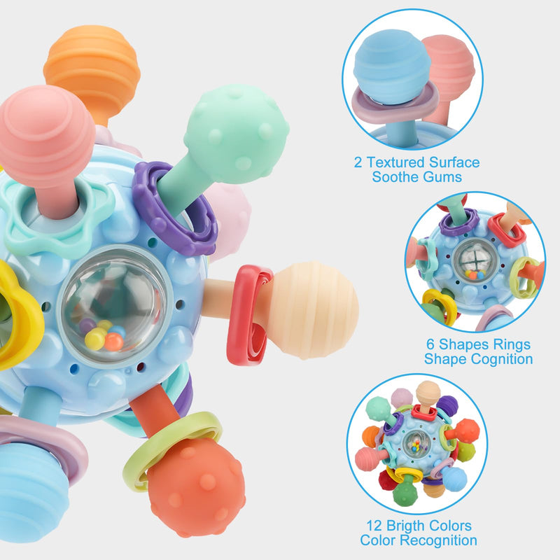 [Australia] - Baby Montessori Sensory Toys for 0-6 6-12 Months, Food Grade Teething Toys for Babies 0 3 6 9 12 18 Months, Newborn Infant Learning Developmental Toys Gifts for 1 2 Year Old Boys Girls Blue 
