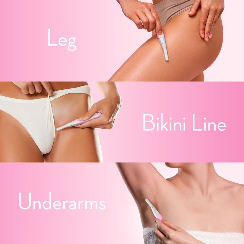 [Australia] - Facial Hair Removal for Women, Painless Eyebrow Trimmer with Pivoting Head, Electric Battery Operated Body Hair Remover with 2 Replaceable Blade for Face Neck Chin Bikini, Pink 