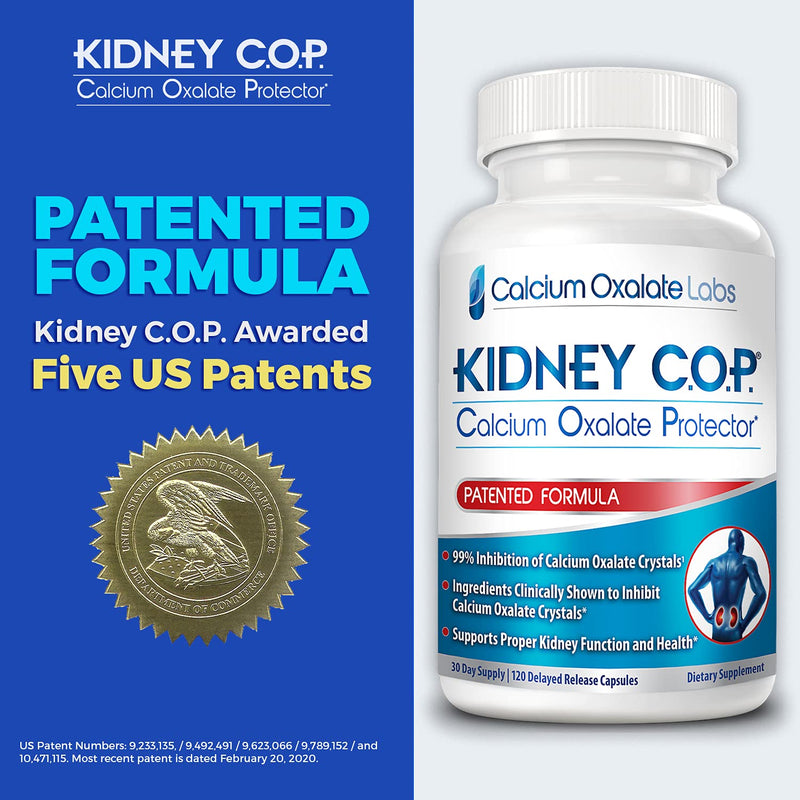 [Australia] - Kidney COP Calcium Oxalate Protector 120 Capsules, Patented Kidney Support for Calcium Oxalate Crystals, Stop Recurrence 120 Count (Pack of 1) 