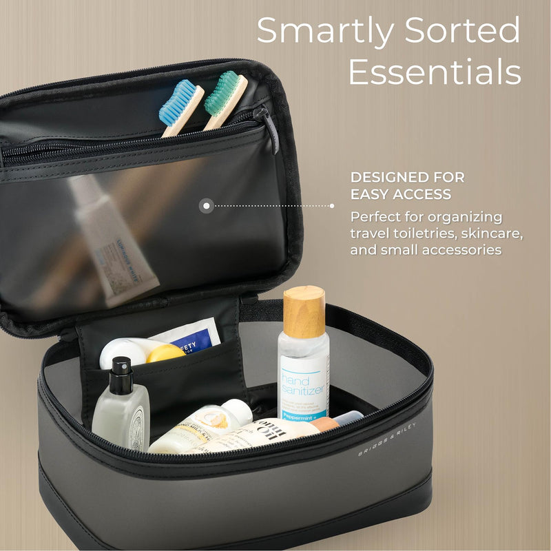 Briggs & Riley Travel Essentials Translucent Case - Toiletry Bag for Women & Men, Organizer for Bathroom Accessories, Makeup, & Skincare, Dopp Kit for Vacation - Baseline Collection, Black