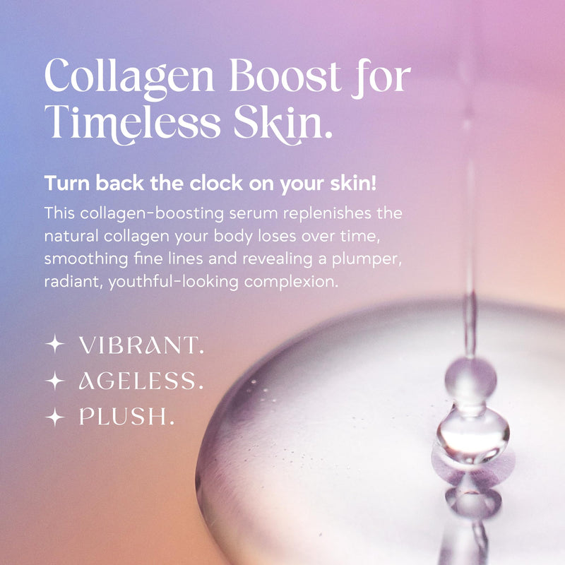 Collagen Serum for Face - Anti-Aging with Vitamin C, Hyaluronic Acid, Bovine & Plant Collagen - Hydrating, Firming, Brightening, 1.12 oz