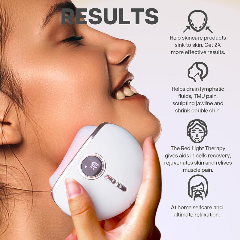 VRAIKO Electric Gua Sha Device, Gua Sha Facial Tools with Heat and Vibration, Gua Sha Face Massager for Lymphatic Drainage, Lift, Puffiness, Rejuvenation Natural Glow (White)