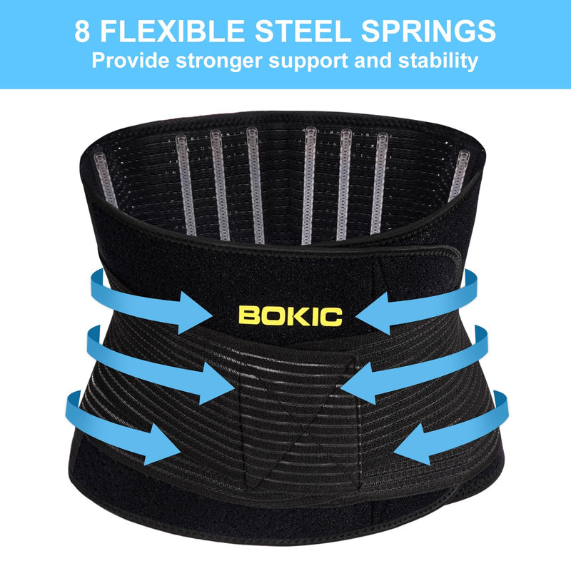 Back Brace for Men and Women Lower Back, Lumbar Support Belt Relieve Lower Back Pain with 8 Reinforce Bones,Scoliosis, Sciatica,Herniated Disc,Back Brace for Lifting at Work 04 Black-L Large