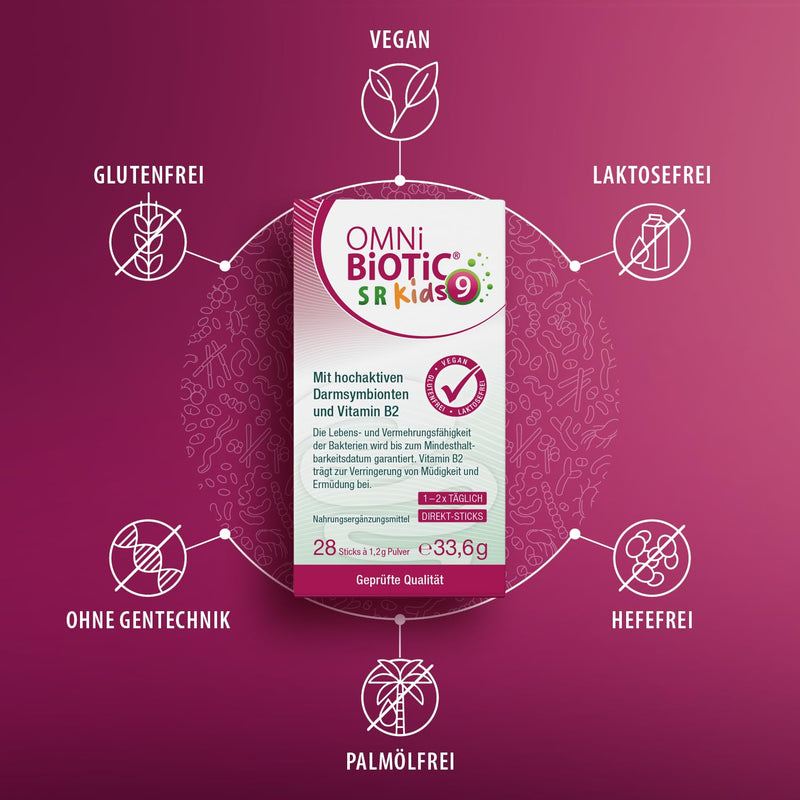 [Australia] - OMNi BiOTiC SR-9 Kids | 28 sticks | 9 bacterial strains | Let it melt directly in your mouth | Vegan | Gluten free | Lactose free 