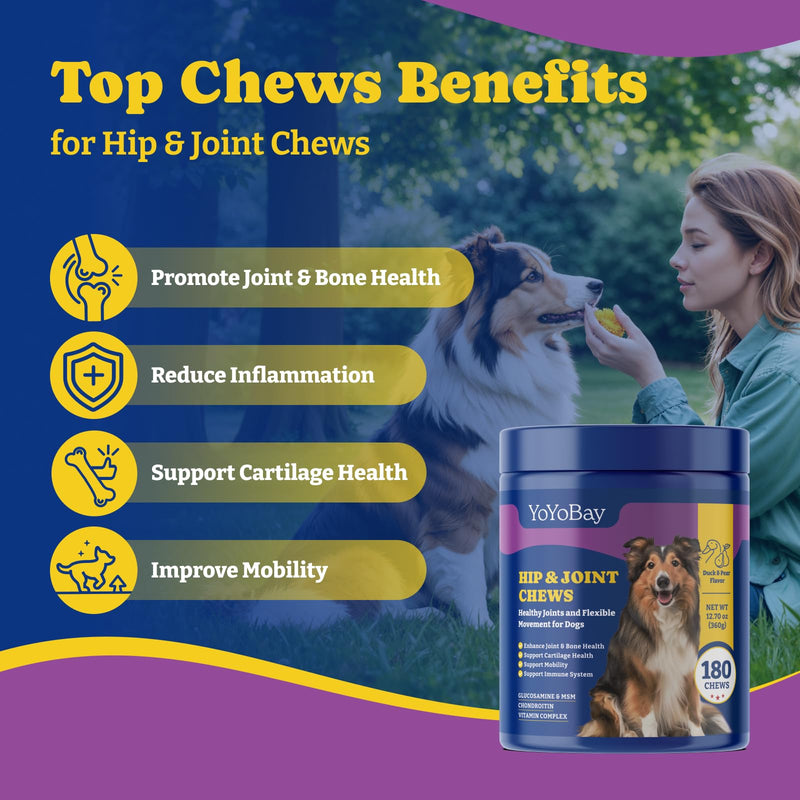 Dog Probiotics for Gut, Immune & Skin Health + Dog Joint Supplement for Anti-Inflammatory, Support Hip & Joint Health, Mobility - 180 Soft Chews - PawsPlanet Australia