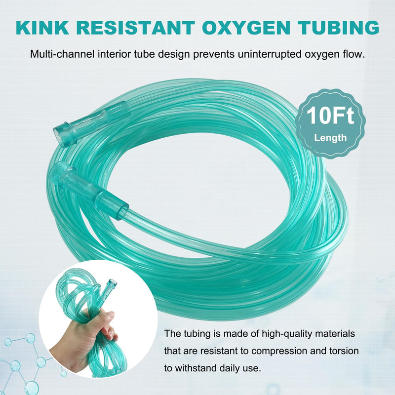 [Australia] - 3 Pack Oxygen Tubing,10Ft Green Crush Resistant Oxygen Supply Tubing,Non Kinking Durable Oxygen Tubes,Universal Interface,Individually Packaged 10Ft-3Pack 