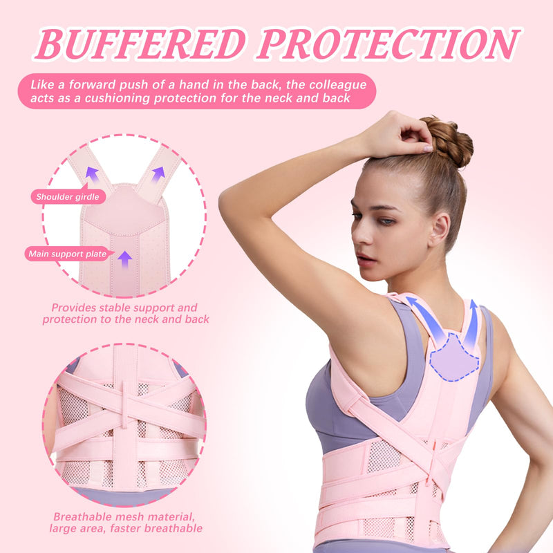 [Australia] - TEE-TEA Posture Corrector for Women & Men – Adjustable Back Support Brace for Neck, Shoulder & Spine Muscle Relief (Pink, Large) Pink 