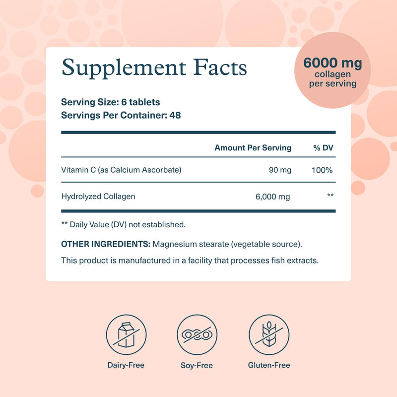 Youtheory Advanced Collagen, 6,000 mg, 290 Tablets, 48-Day Supply | With Vitamin C, for Hair, Skin, and Nails*, Collagen Supplement for Women and Men, Hydrolyzed for Absorption 290 Count (Pack of 1)