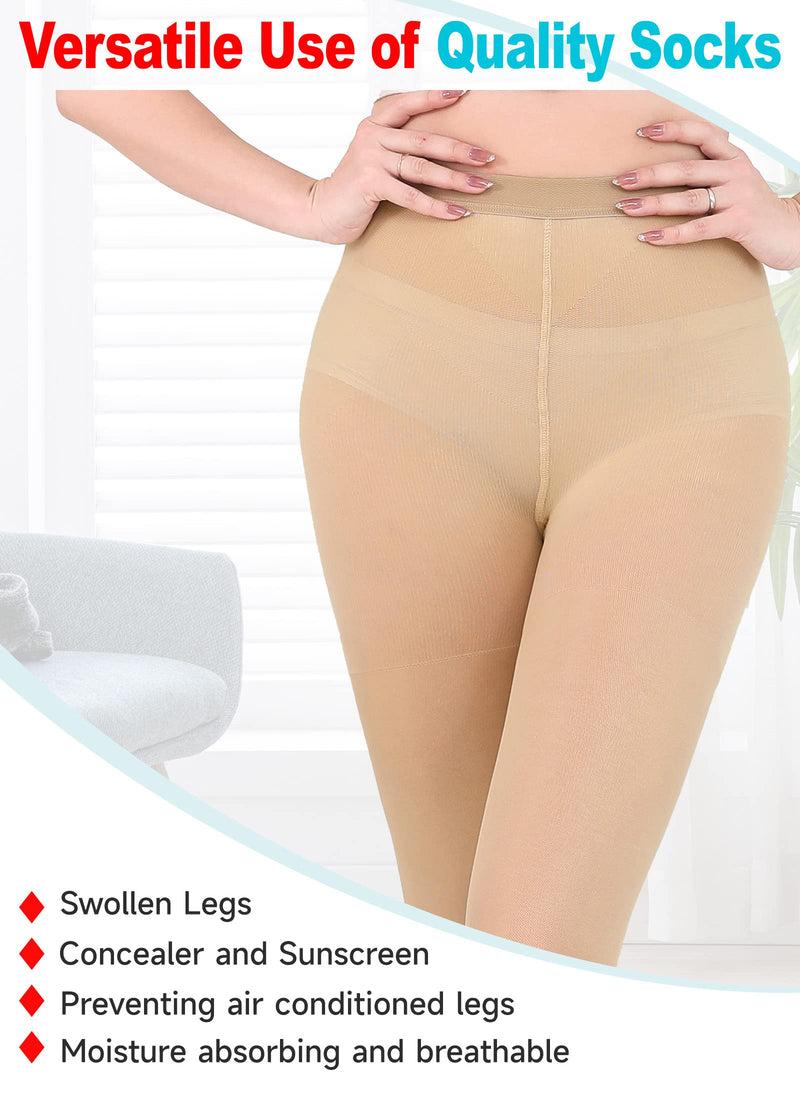 [Australia] - Sheer Compression Pantyhose for Women, Waist High 15-20 mmHg Graduated Compression Stocking, Closed Toe, Comfortable Support Hose for Ladies, Improve Circulation, Relief Swelling, Beige 3XL 3X-Large 15-20mmhg Close Toe Beige 