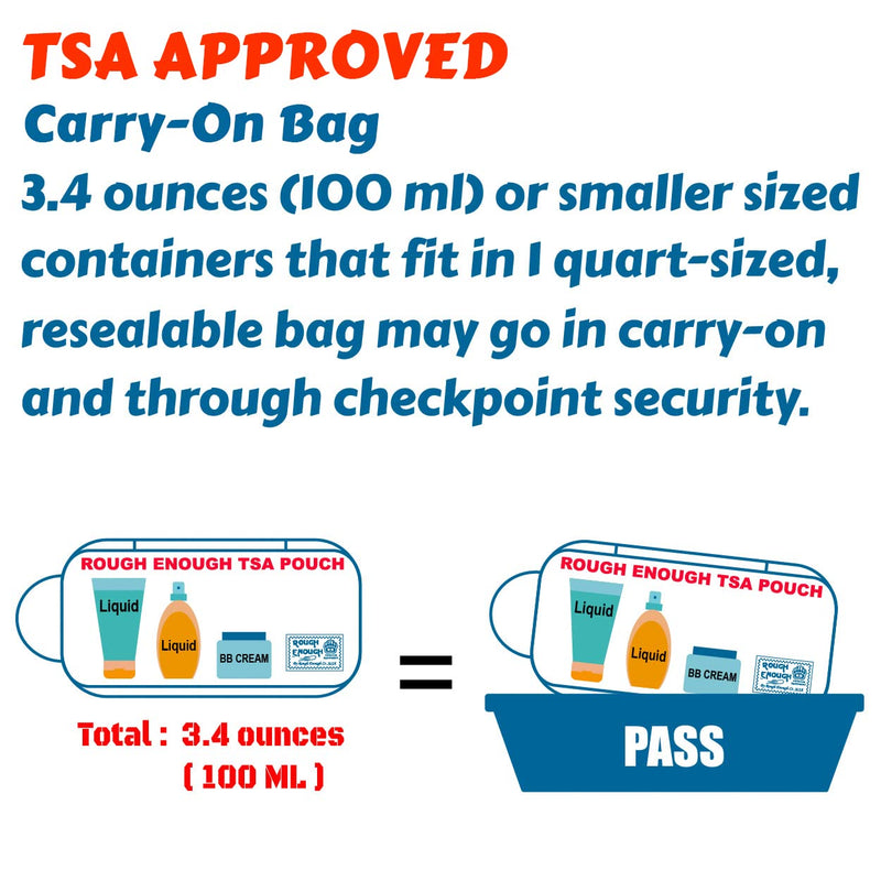 Rough Enough Clear Toiletry Bags for Traveling with Handles Toiletries Cosmetic Pouch Makeup Bags TSA Approved for Men and Women Travel