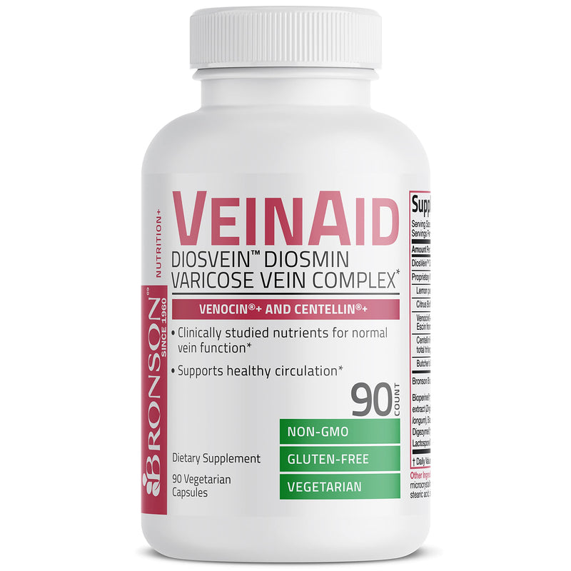 [Australia] - Bronson VeinAid Diosmin 1000mg DiosVein Varicose Vein Complex with Venocin & Centellin, 90 Vegetarian Capsules 90 Count (Pack of 1) 