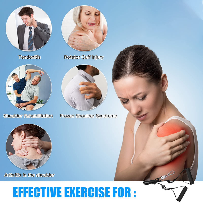 [Australia] - Shoulder Rehab Pulley System with Foam Handles│Arm Pulley with Muti-Anchor Door Strap for Physical Therapy Exercises │Latex Resistance Bands for Assisting Rotator Cuff, AC Joint, Shoulder Pain 