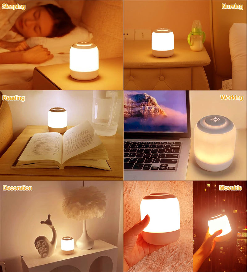 [Australia] - Eye Caring Soft Night Light, Touch night light for Baby, Kids and Adults, Portable Bedside Lamp, 3 Colors, Dimmable, USB Rechargeable Warm Night Light for Bedrooms, Baby Nursery and Sleep Aid Grey 