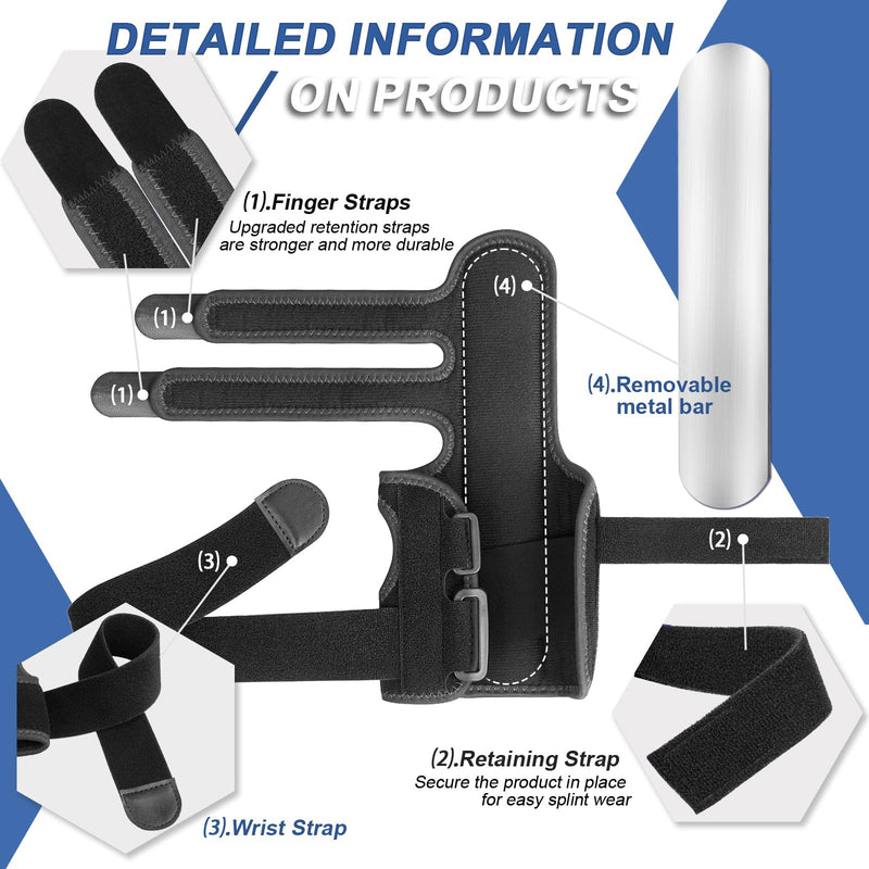 Trigger Finger Splint: Support the Middle, Index, little or Ring Finger, Hand Splint Brace-Treating Hand Fractures, Arthritis, Mallet Finger or Metacarpal Fractures (Left Hand) Large/X-Large Black-Left