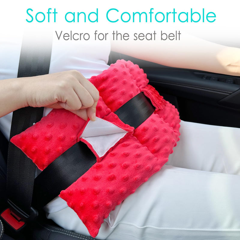 [Australia] - Ostomy Seat Belt Pillow Stoma Seatbelt Protector Ostomy Bag Cover Pillow for Driving Ileostomy Ostomy Support Pillow Urostomy Supplies Car Women Men Minky Dot Red 