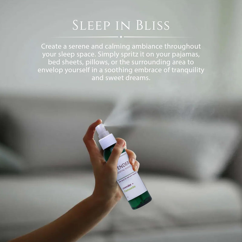 Lavender Sleep Spray for Pillows, Linens & Pajamas – Natural Calming Lavender & Chamomile Aromatherapy Mist with Amethyst & Reiki Energy. Deep Sleep + Bedtime Relaxation for Adults & Kids. 4 ounce (2) Chamomile (2 Pack)