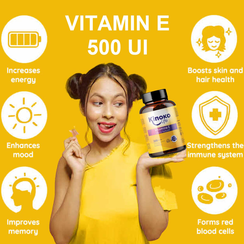 [Australia] - VITAMIN E 500 IU | 200 capsules | 100% fat soluble and pure | Heavy metal free | Does not contain soy | Immune system, protects our skin and our heart | Gluten free | Without magnesium stearate 