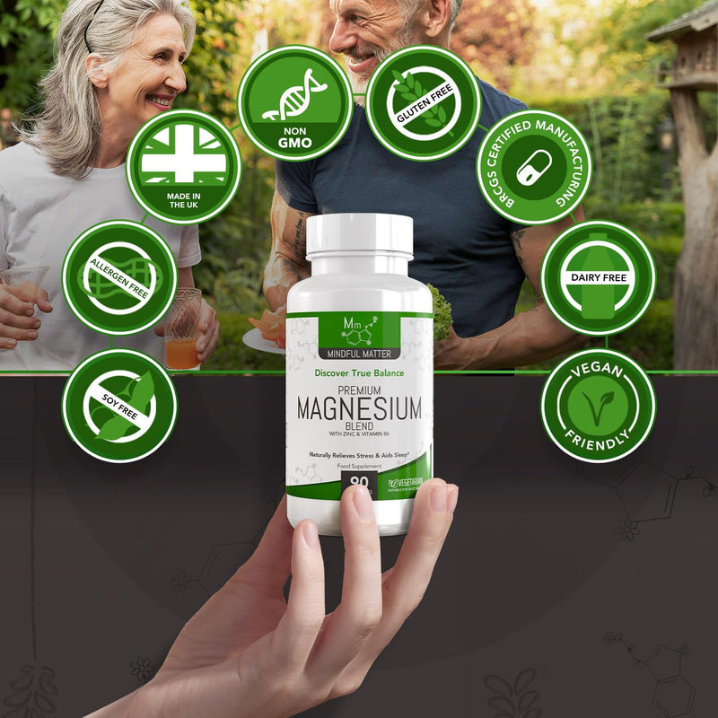 MM Magnesium Blend | 90 High Strength Magnesium Complex Capsules - 330mg per Serving from Mag Malate, Mag Glycinate & Taurate | Non-GMO, Gluten & Allergen Free