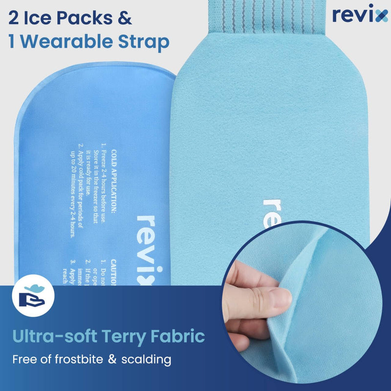 [Australia] - REVIX Ice Packs for Injuries Reusable, 2 Packs Hot and Cold Pack with Adjustable Strap, Flexible Ice Wraps for Joints and Muscle, Rotator Cuff, Back, Knee Discomfort Relief (10" x 5" Blue) Medium 10 x 5 Inch 